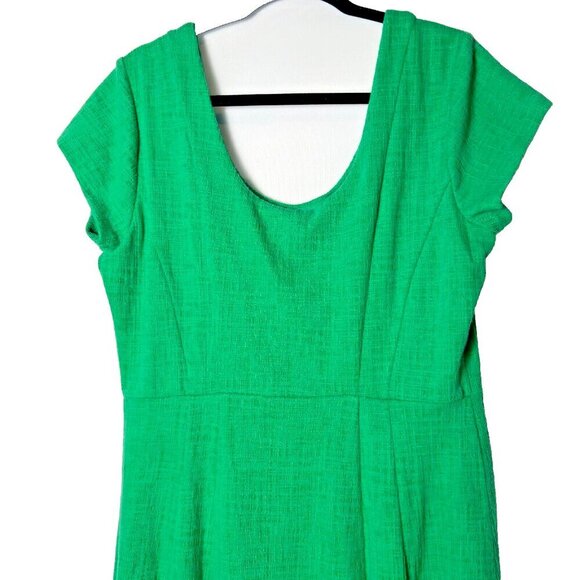 ANTHROPOLOGIE MAEVE GREEN FIT & FLARE NOVA TEXTURED DRESS SZ L NWT SHORT SLEEVE - Picture 8 of 11